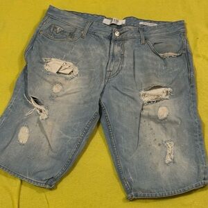 Guess Light Blue Distressed Jean Shorts